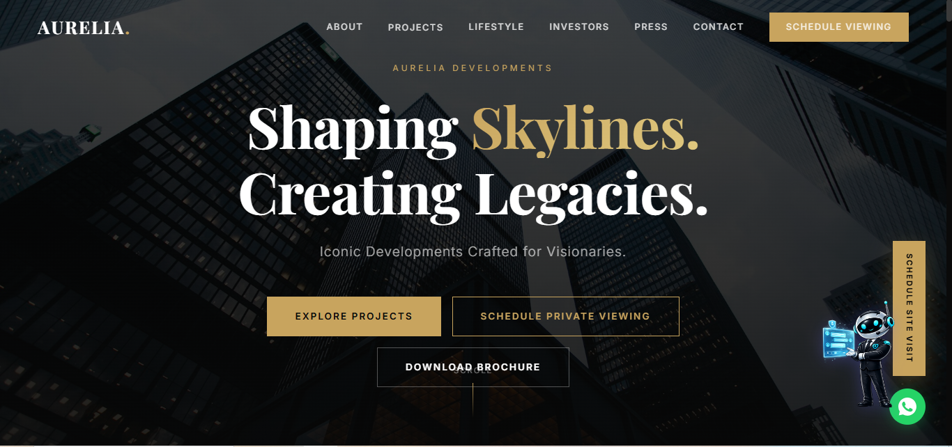 Aurelia Developments real estate website